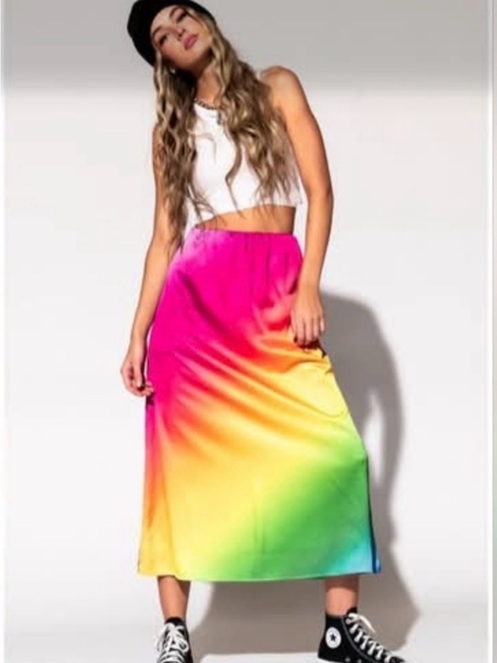 Dressed in LALA Rainbow Midi Skirt